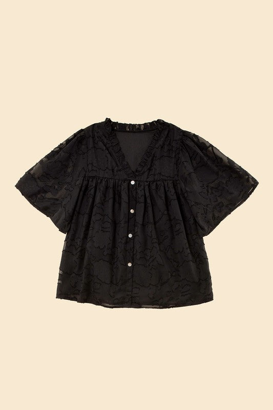 ABBY BLOUSE WITH RUFFLE TRIM