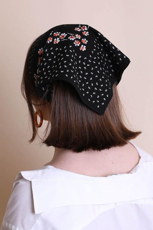 DOT AND FLORAL BANDANA SCARF