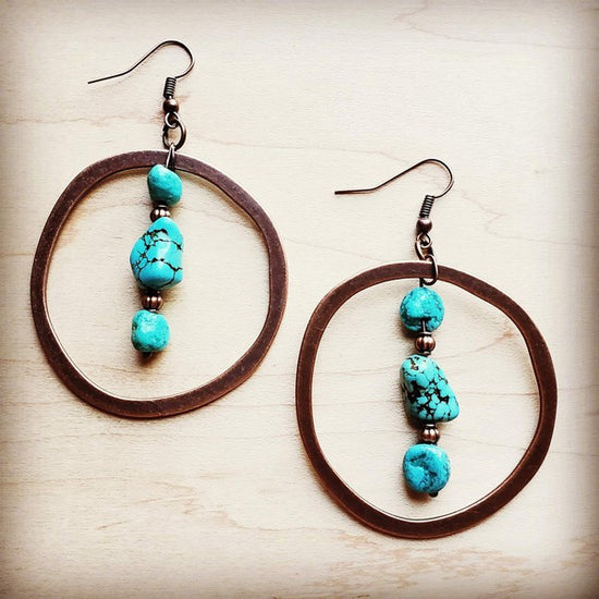 BLUE TURQUOISE AND COPPER HOOPS