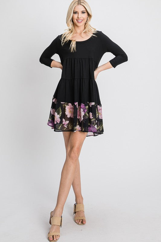 TIERED LOOSE FIT SHIFT DRESS