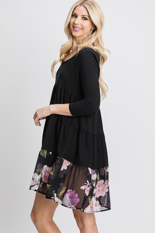 TIERED LOOSE FIT SHIFT DRESS