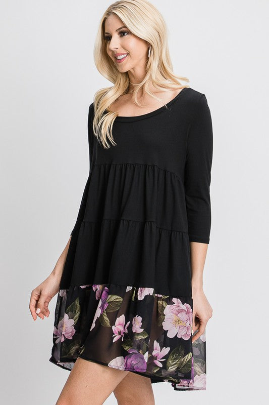 TIERED LOOSE FIT SHIFT DRESS