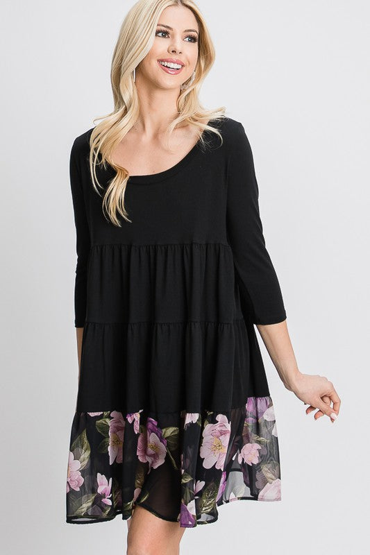 TIERED LOOSE FIT SHIFT DRESS