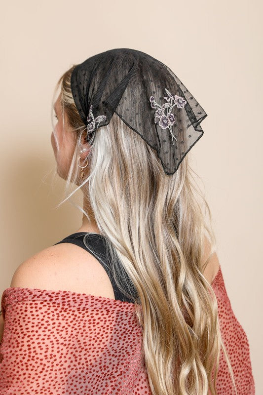 LACE EMBROIDERED HEADSCARF