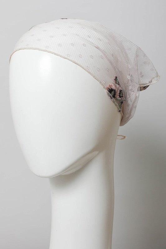 LACE EMBROIDERED HEADSCARF