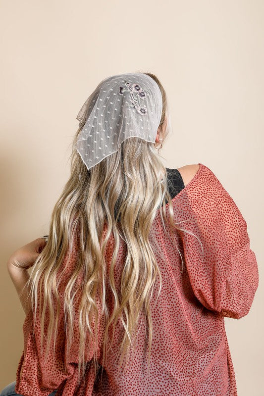 LACE EMBROIDERED HEADSCARF