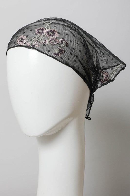 LACE EMBROIDERED HEADSCARF