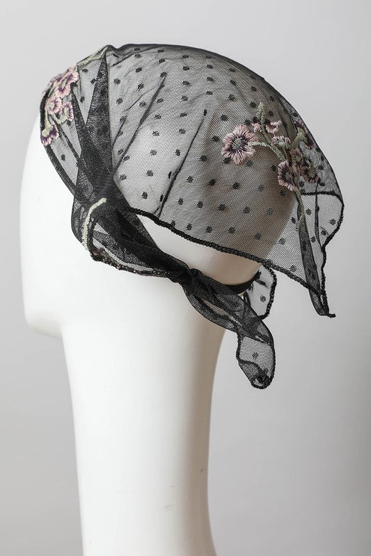 LACE EMBROIDERED HEADSCARF