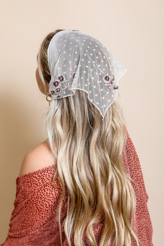 LACE EMBROIDERED HEADSCARF