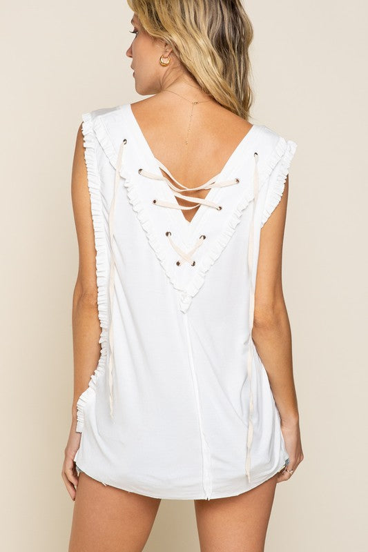 CRISS-CROSS LACE UP OPEN BACK TANK TOP