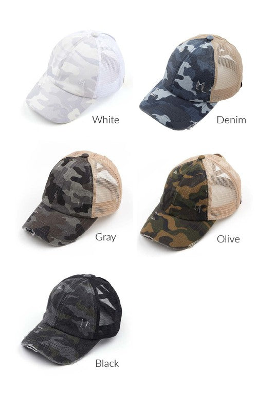 CC CAMO CRISS-CROSS PONYTAIL CAP