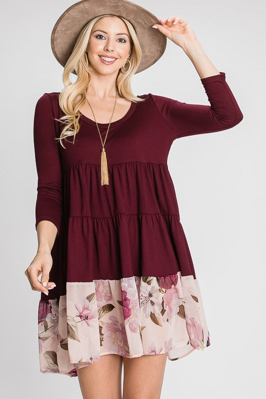 TIERED LOOSE FIT SHIFT DRESS