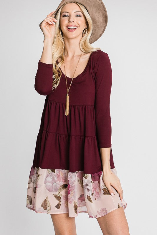 TIERED LOOSE FIT SHIFT DRESS