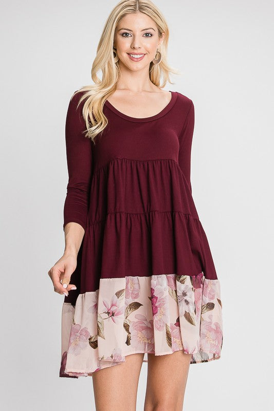 TIERED LOOSE FIT SHIFT DRESS