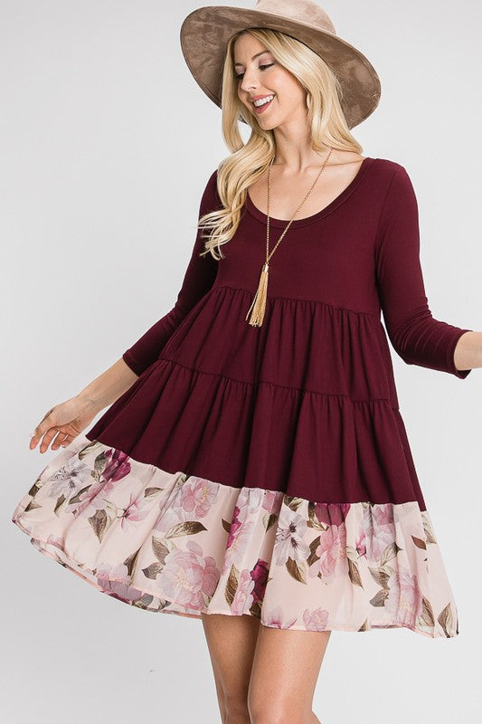 TIERED LOOSE FIT SHIFT DRESS