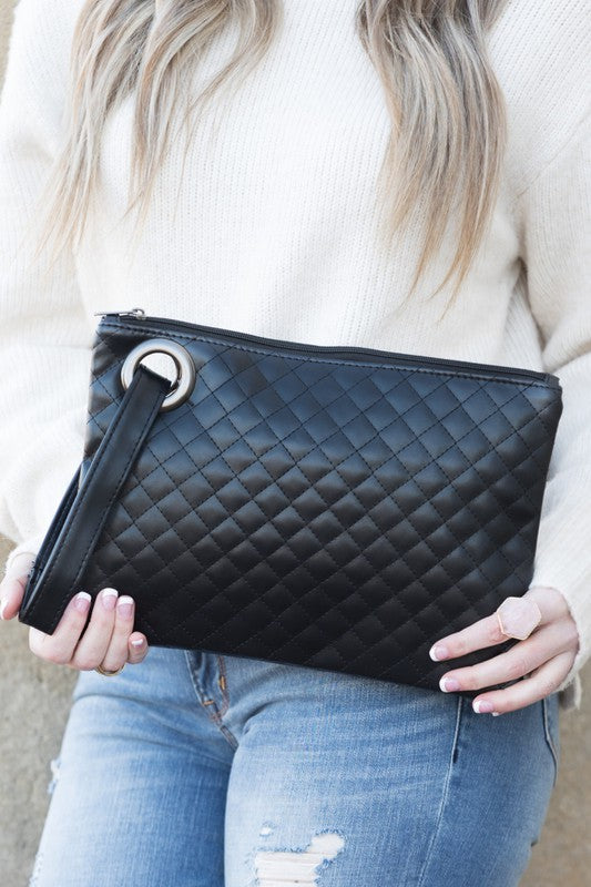 QUILTED WRISTLET CLUTCH