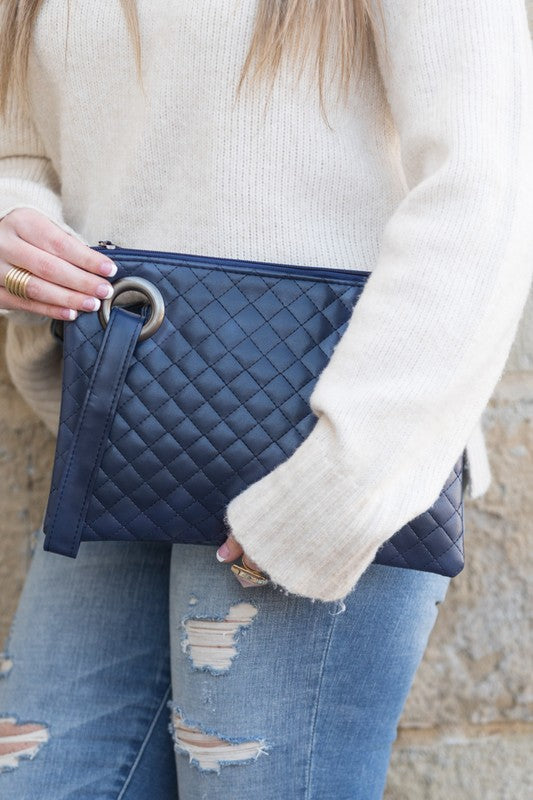 QUILTED WRISTLET CLUTCH