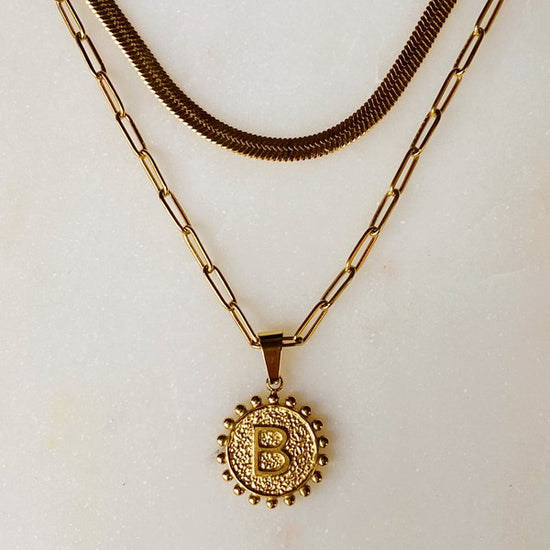 DOUBLE CHAIN INITIAL NECKLACE