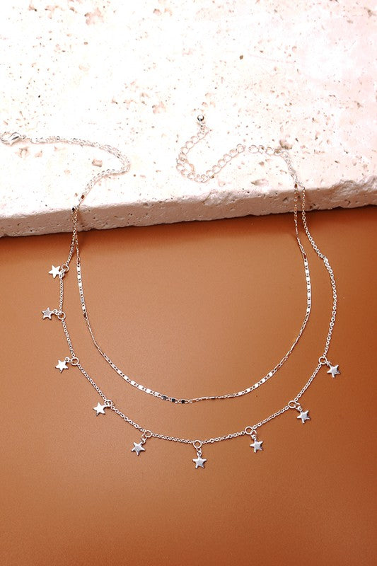 LAYERED STAR DROP NECKLACE