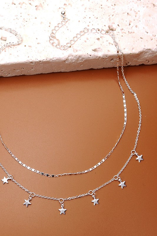 LAYERED STAR DROP NECKLACE