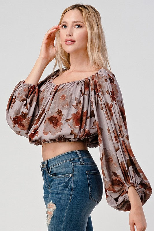 MIRIAM FLORAL BALLOON SLEEVE TOP