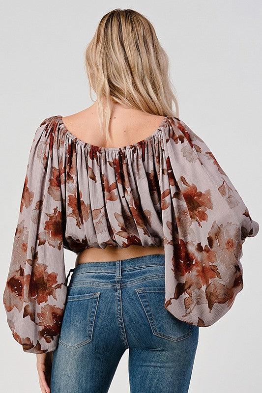 MIRIAM FLORAL BALLOON SLEEVE TOP