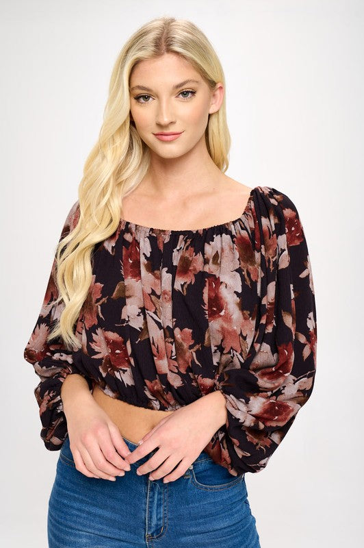 MIRIAM FLORAL BALLOON SLEEVE TOP