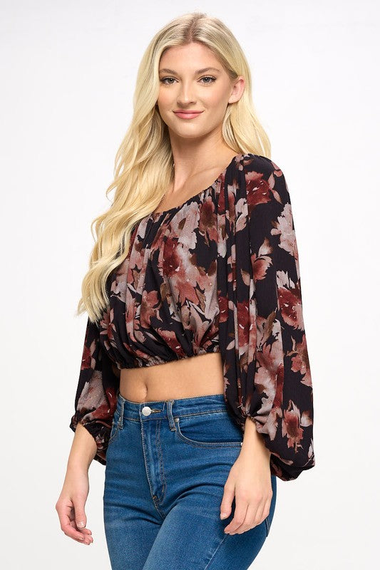 MIRIAM FLORAL BALLOON SLEEVE TOP