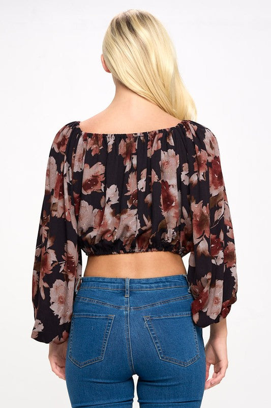 MIRIAM FLORAL BALLOON SLEEVE TOP