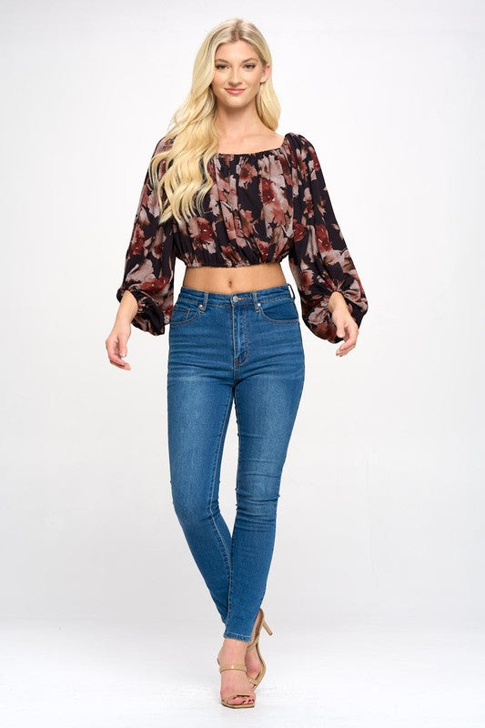 MIRIAM FLORAL BALLOON SLEEVE TOP