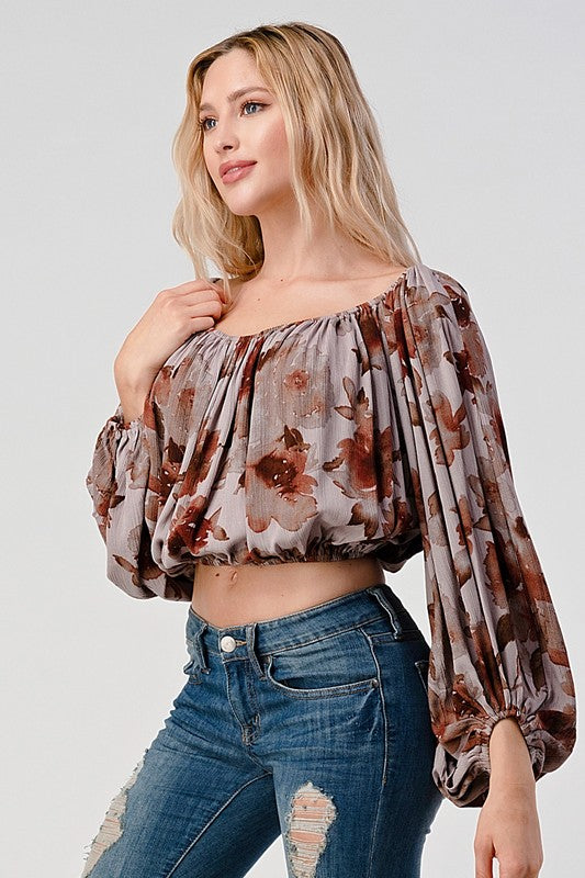 MIRIAM FLORAL BALLOON SLEEVE TOP