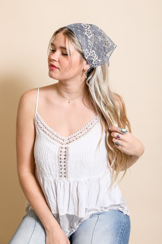 BOHEMIAN FLORAL LACE HEADSCARF