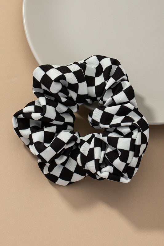 CHECK PATTERN SOFT SATIN SCRUNCHIES