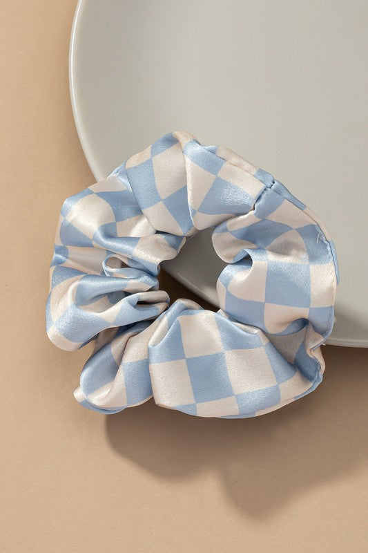 CHECK PATTERN SOFT SATIN SCRUNCHIES