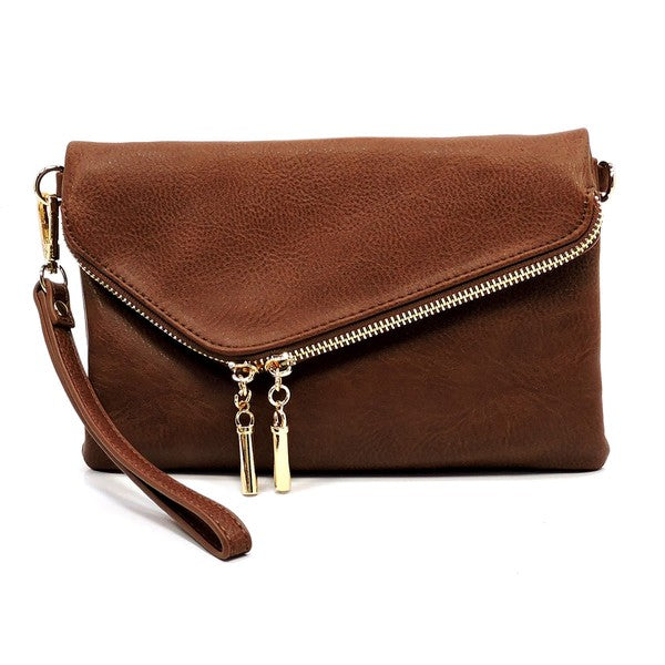 FALLON FOLDOVER CLUTCH WITH SHOULDER STRAP