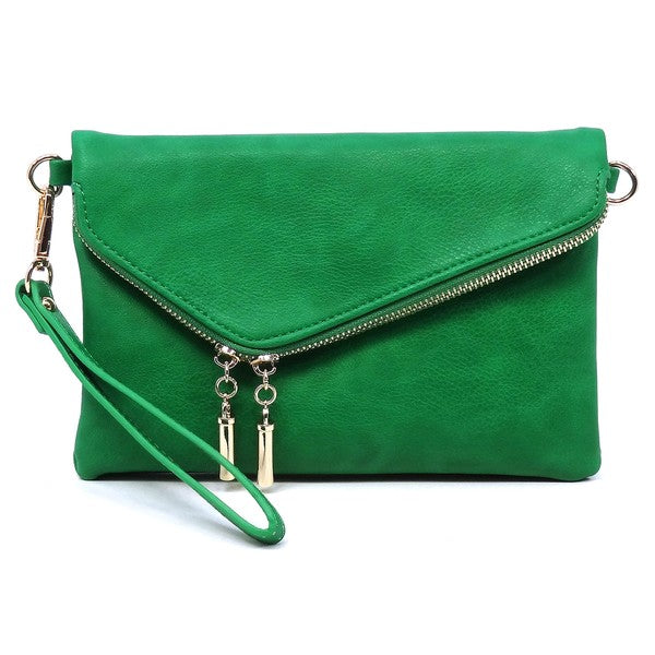 FALLON FOLDOVER CLUTCH WITH SHOULDER STRAP