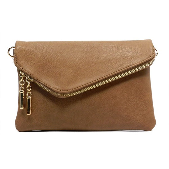 FALLON FOLDOVER CLUTCH WITH SHOULDER STRAP