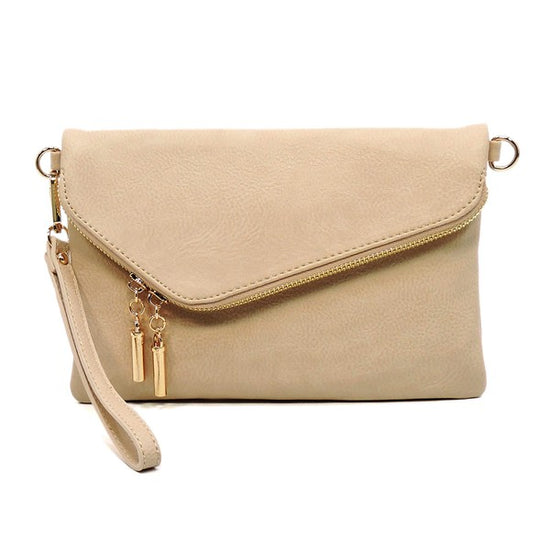 FALLON FOLDOVER CLUTCH WITH SHOULDER STRAP