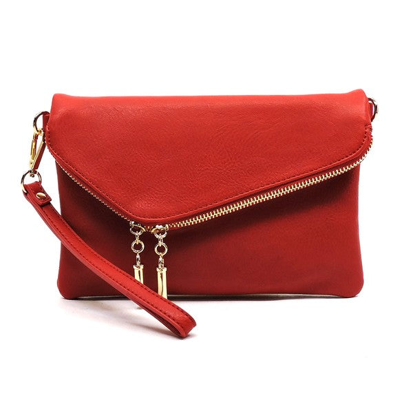 FALLON FOLDOVER CLUTCH WITH SHOULDER STRAP