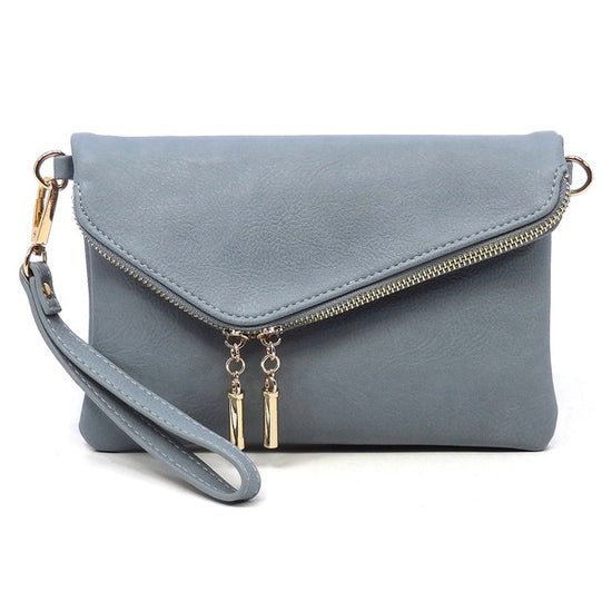 FALLON FOLDOVER CLUTCH WITH SHOULDER STRAP