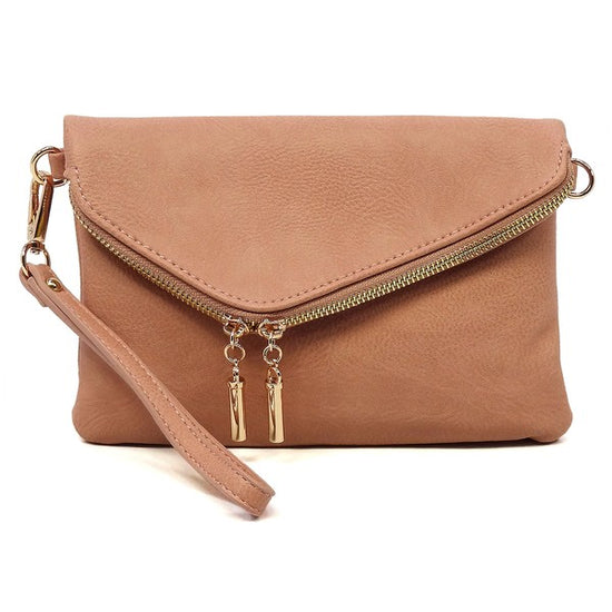 FALLON FOLDOVER CLUTCH WITH SHOULDER STRAP