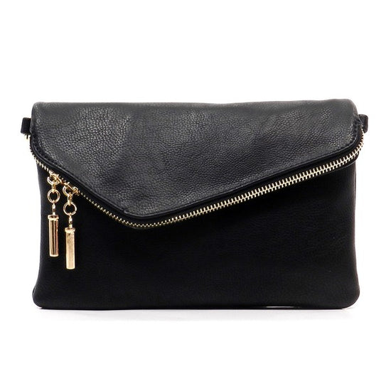 FALLON FOLDOVER CLUTCH WITH SHOULDER STRAP