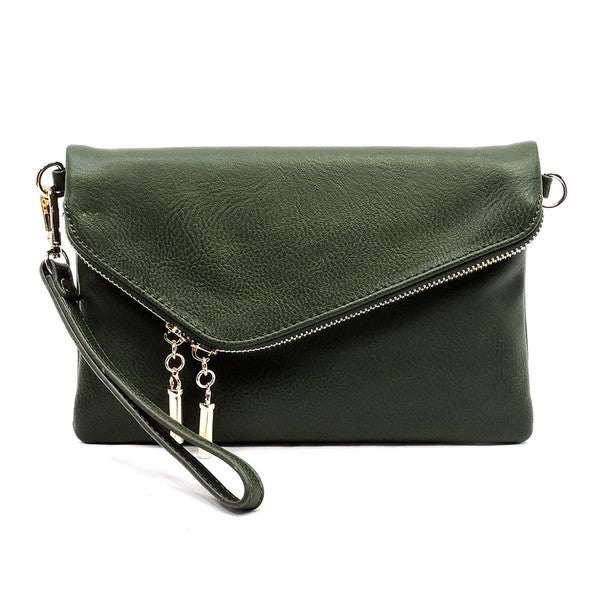 FALLON FOLDOVER CLUTCH WITH SHOULDER STRAP