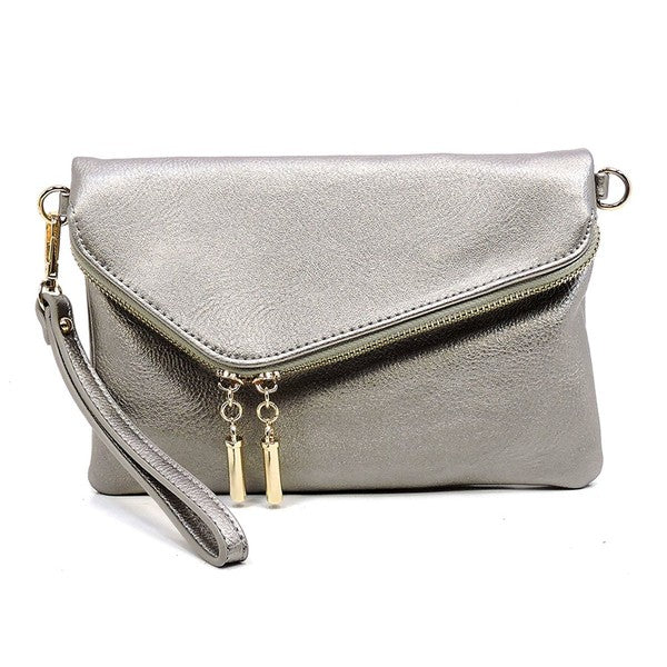 FALLON FOLDOVER CLUTCH WITH SHOULDER STRAP