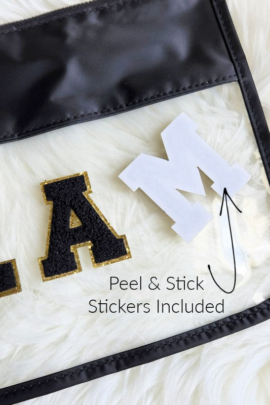 VARSITY LETTERS WITH CLEAR POUCH