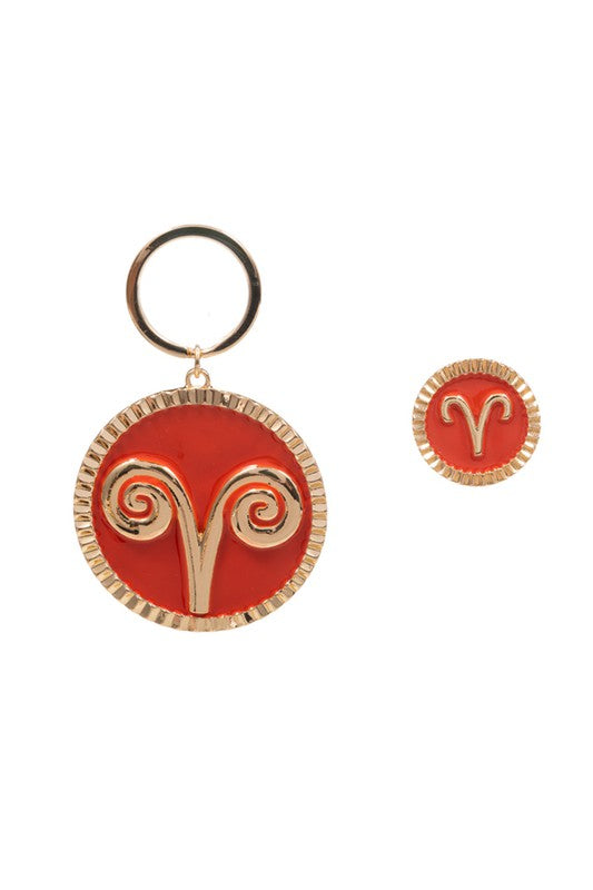 ZODIAC ASTROLOGY ENAMEL KEYCHAIN