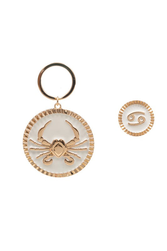 ZODIAC ASTROLOGY ENAMEL KEYCHAIN