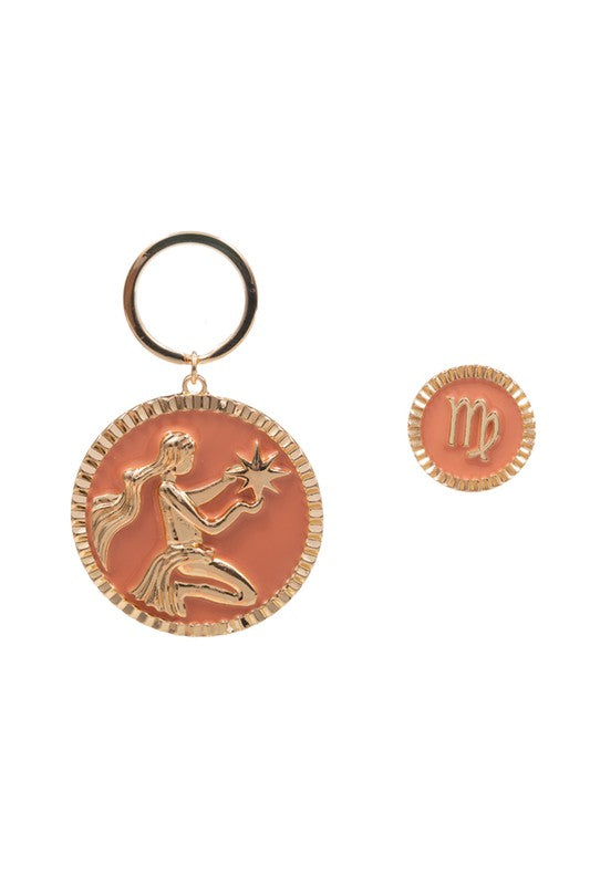 ZODIAC ASTROLOGY ENAMEL KEYCHAIN