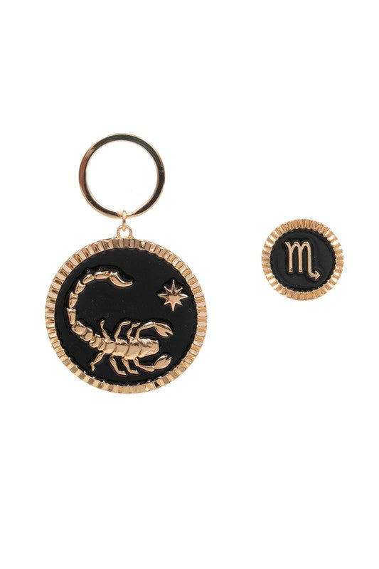 ZODIAC ASTROLOGY ENAMEL KEYCHAIN