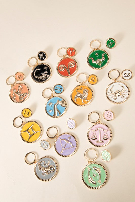 ZODIAC ASTROLOGY ENAMEL KEYCHAIN